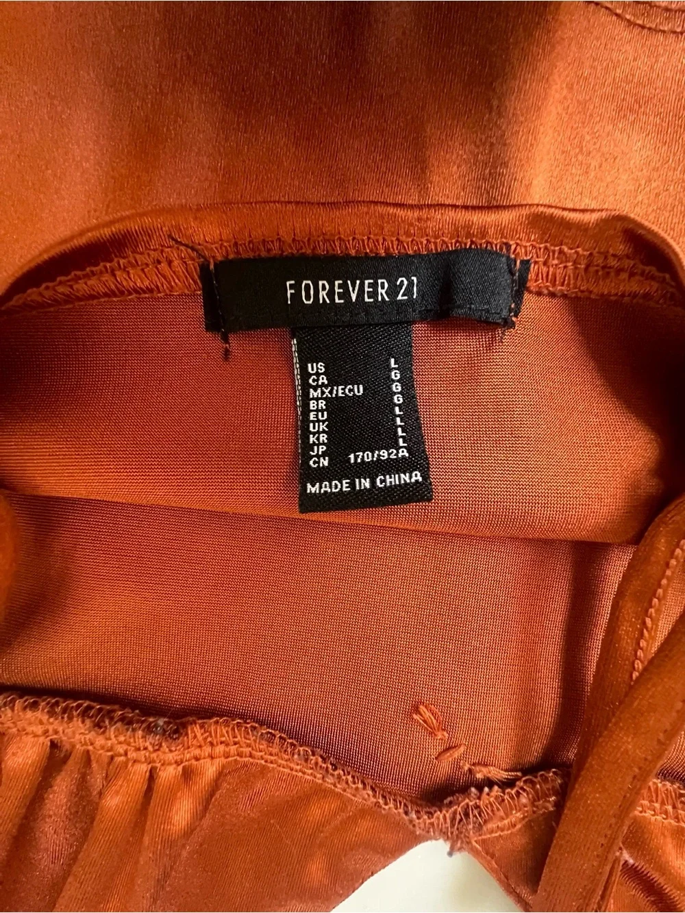Forever 21 Rust Orange Satin Heart-Accent Cami